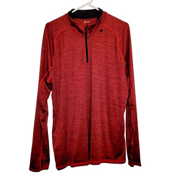 Zella mens red and black quarter zip long sleeved athletic pull over jacket - Picture 1 of 10